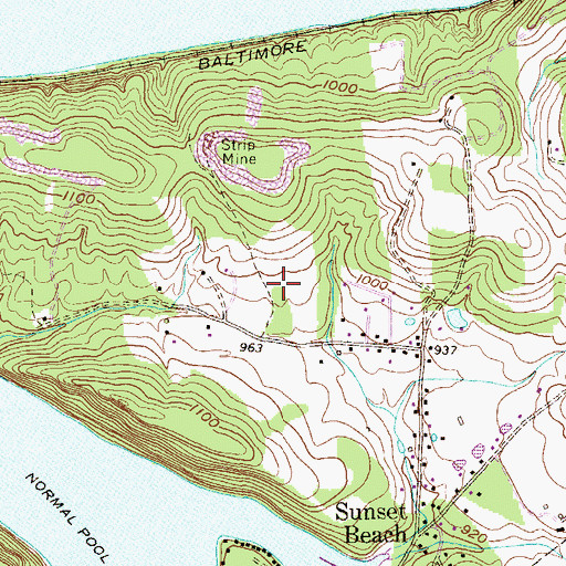 Topographic Map of Greystone, WV