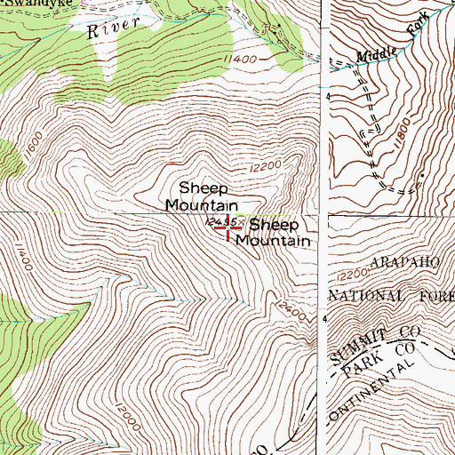 Topographic Map of Sheep Mountain, CO