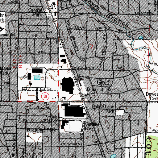 Topographic Map of Golf Post Office, IL