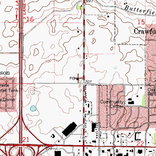 Topographic Map of Matteson Post Office, IL