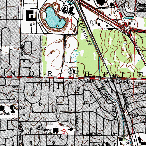 Topographic Map of Northbrook Post Office, IL