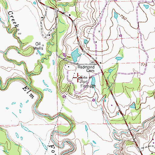 Topographic Map of Site of Fort Fitzhugh, TX