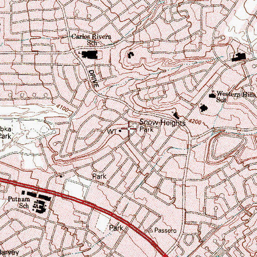 Topographic Map of Snow Heights Park, TX