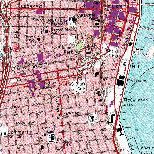 Topographic Map of South Bluff Park, TX