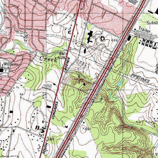 Topographic Map of South Boggy Creek Greenbelt Park, TX
