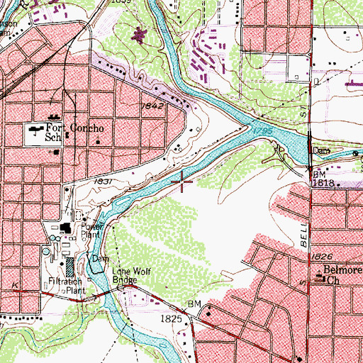 Topographic Map of South Concho Park, TX