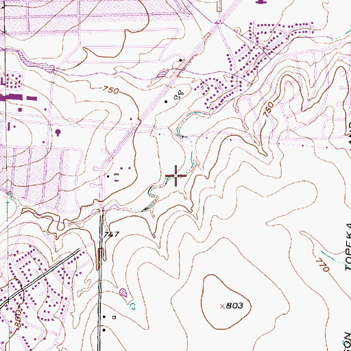 Topographic Map of South Creek Park, TX