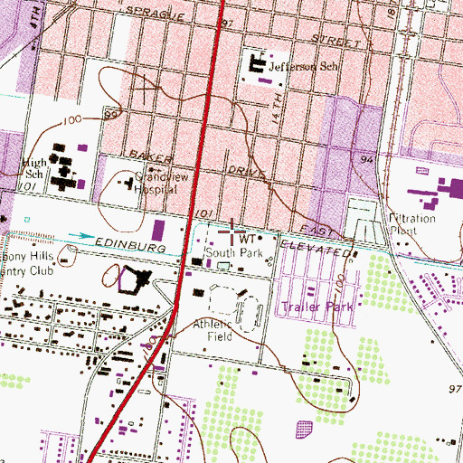 Topographic Map of South Park, TX