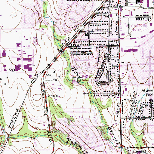 Topographic Map of South Side City Park, TX