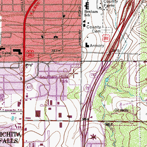 Topographic Map of Southern Hills Park, TX