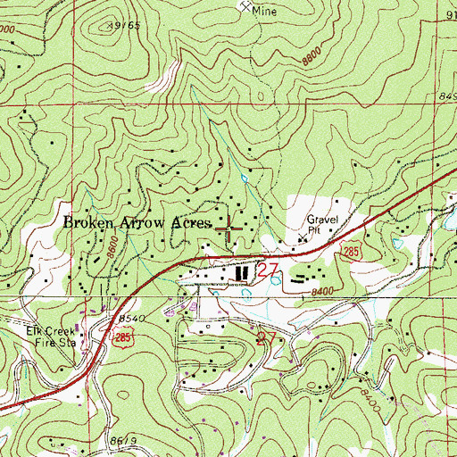 Topographic Map of Broken Arrow Acres, CO
