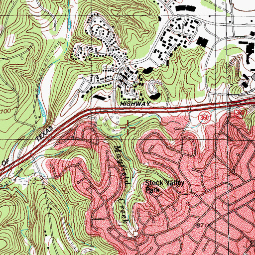 Topographic Map of Steck Valley Park, TX