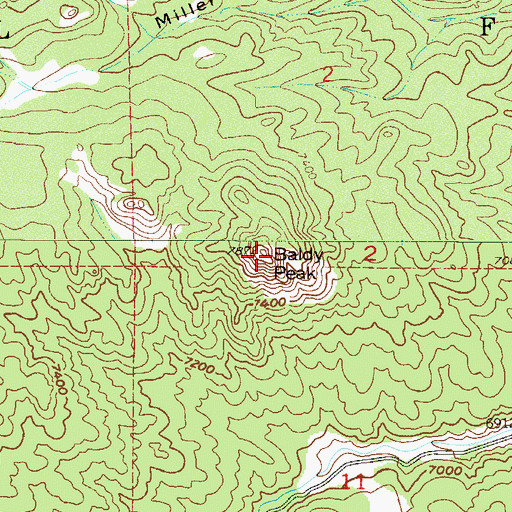 Topographic Map of Baldy Peak, CO