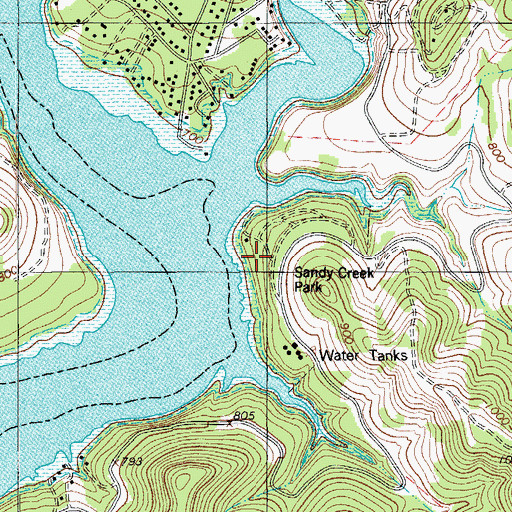 Topographic Map of Sandy Creek Park, TX