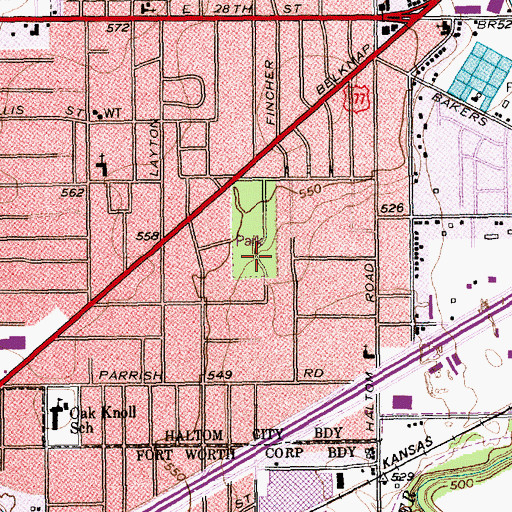 Topographic Map of Sandy Oak Park, TX