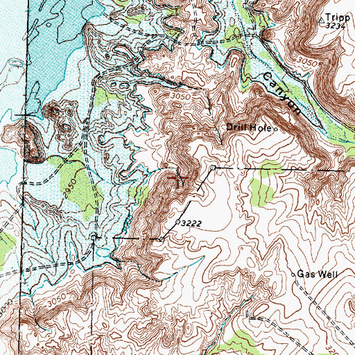 Topographic Map of Sanford Recreation Area, TX