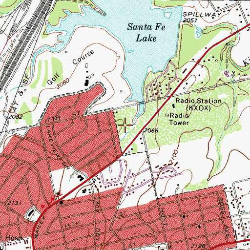 Topographic Map of Santa Fe Park, TX