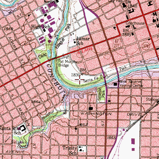 Topographic Map of Santa Fe Park, TX