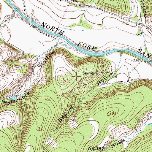 Topographic Map of Sawyer Park, TX