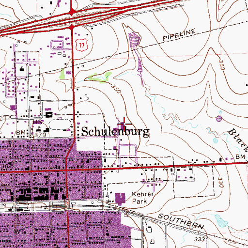 Topographic Map of Schonest - Welt Park, TX