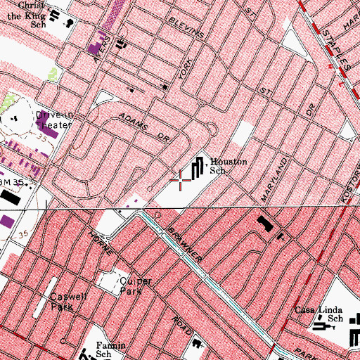 Topographic Map of Sam Houston Park, TX