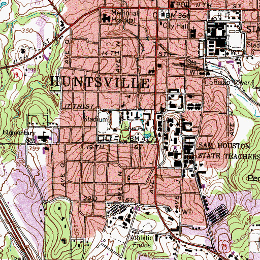 Topographic Map of Sam Houston Park, TX