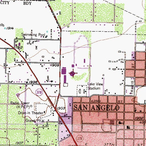 Topographic Map of San Angelo Fairgrounds, TX