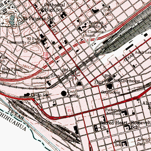Topographic Map of San Jacinto Square, TX