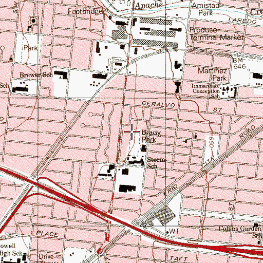 Topographic Map of San Juan Brady Park, TX