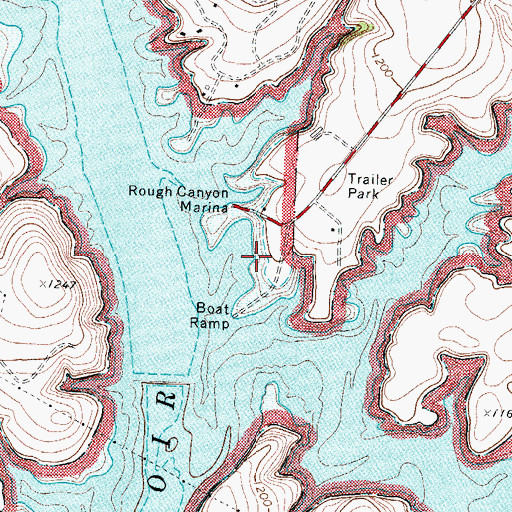 Topographic Map of Rough Canyon Recreational Area, TX