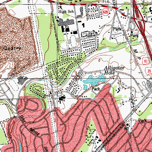 Topographic Map of Roundrock West Park, TX