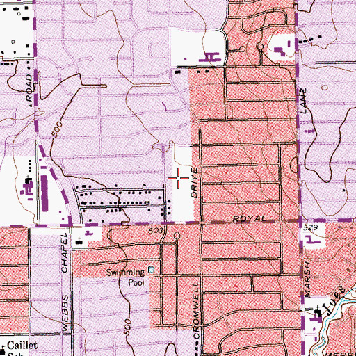 Topographic Map of Royal Park, TX