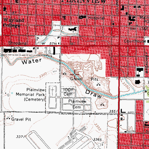 Topographic Map of Running Water Draw Regional Park, TX