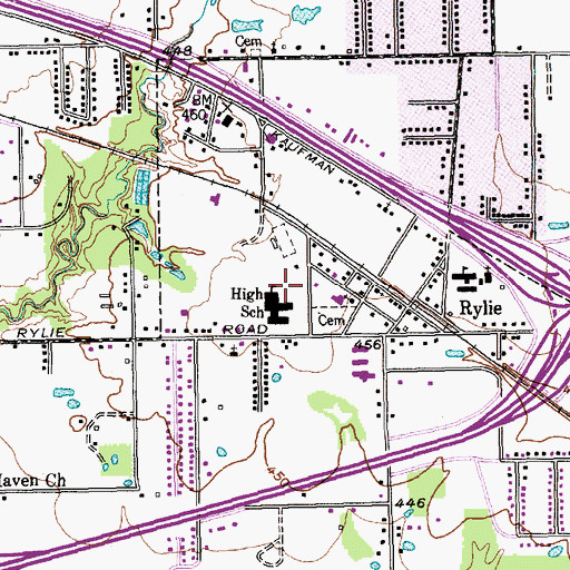 Topographic Map of Rylie Park, TX