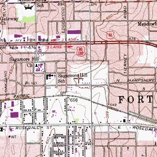 Topographic Map of Sagamore Park, TX