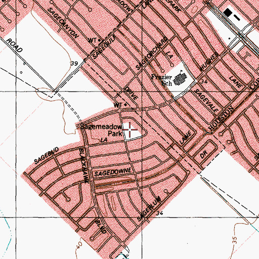 Topographic Map of Sagemeadow Park, TX