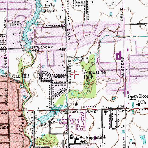 Topographic Map of Saint Augustine Park, TX