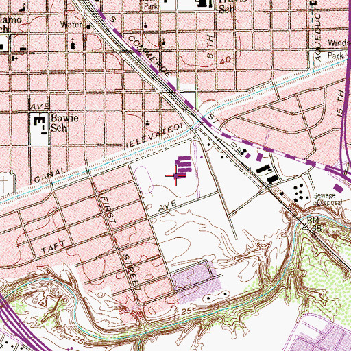 Topographic Map of Sam Houston Park, TX
