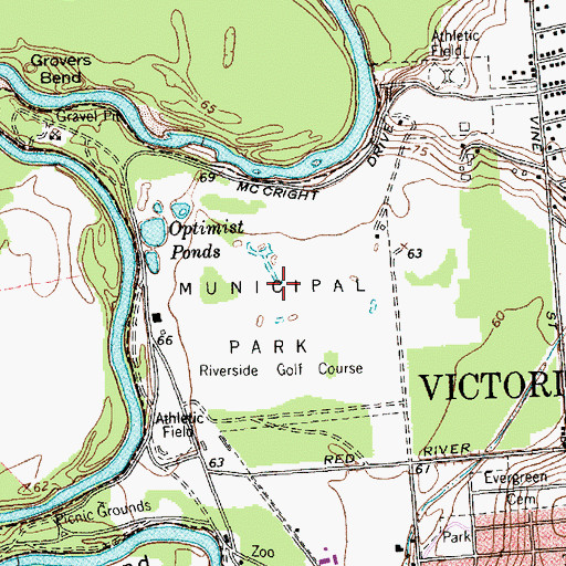 Topographic Map of Riverside Park, TX