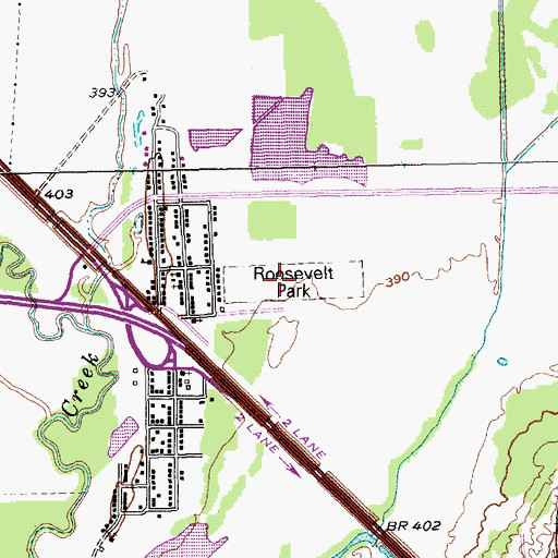 Topographic Map of Roosevelt Park, TX