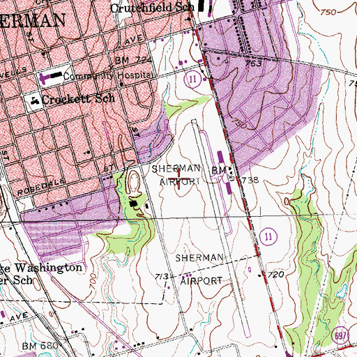Topographic Map of Rosedale Park, TX
