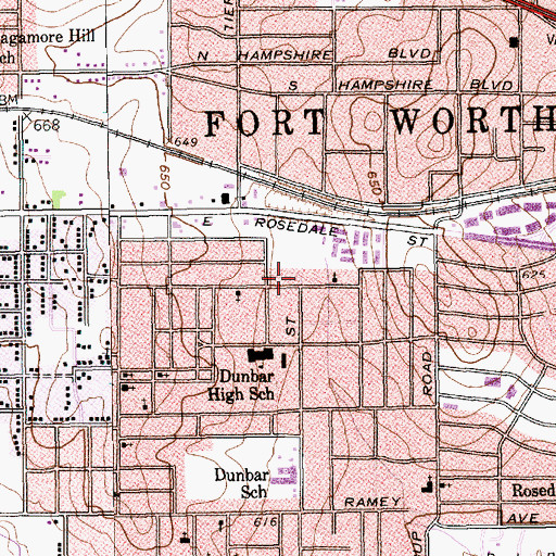 Topographic Map of Rosedale Park, TX