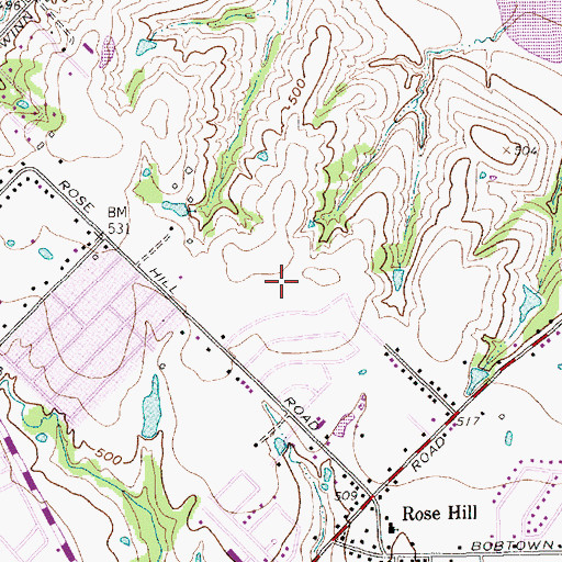 Topographic Map of Rosehill Park, TX