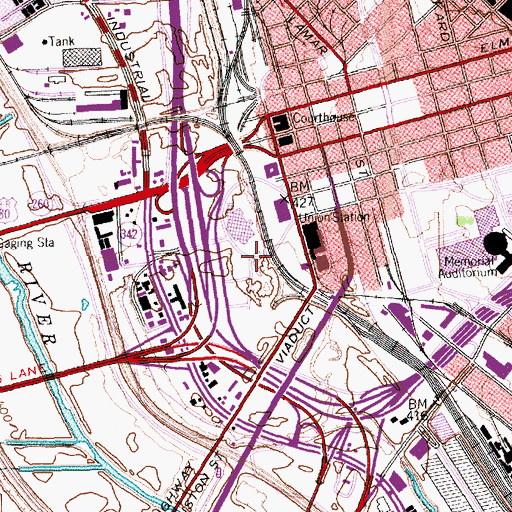 Topographic Map of Reunion Park, TX