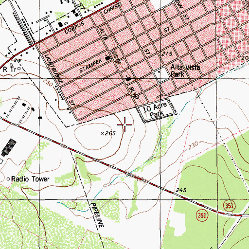 Topographic Map of Reyes Park, TX