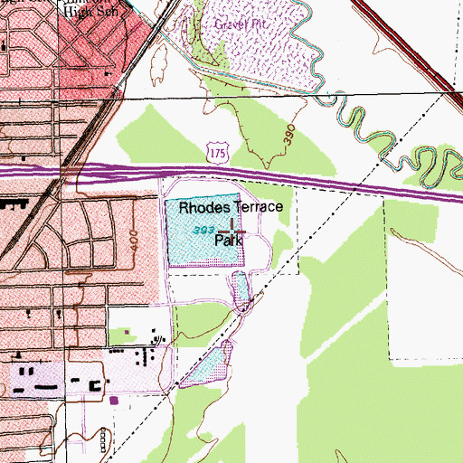 Topographic Map of Rhoads Terrace Park, TX