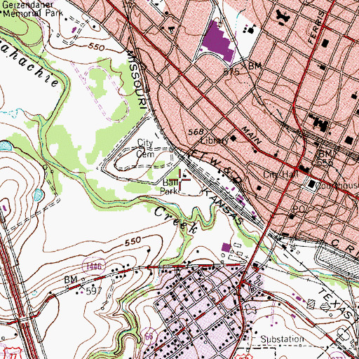 Topographic Map of Richards Park, TX
