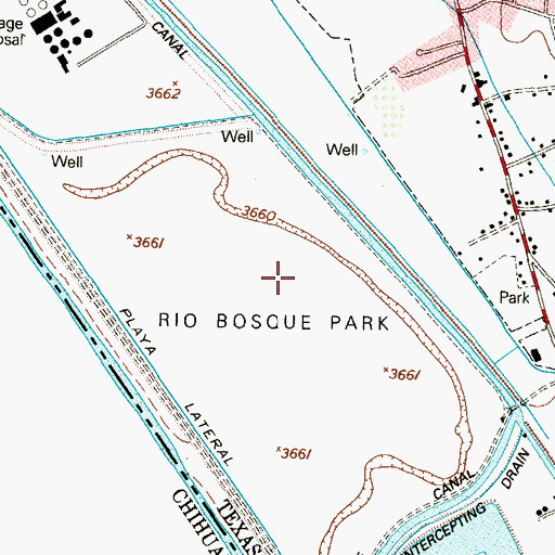 Topographic Map of Rio Bosque Park, TX