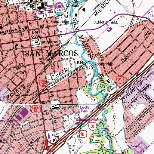 Topographic Map of Rio Vista Park, TX