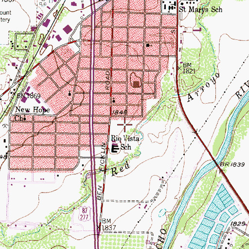 Topographic Map of Rio Vista Park, TX